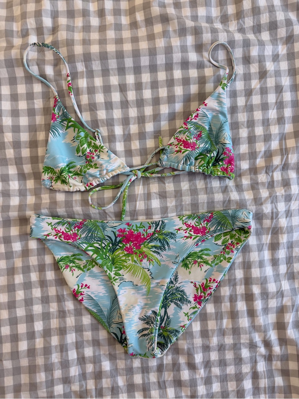 Skatie Light Blue Tropical Floral Bikini